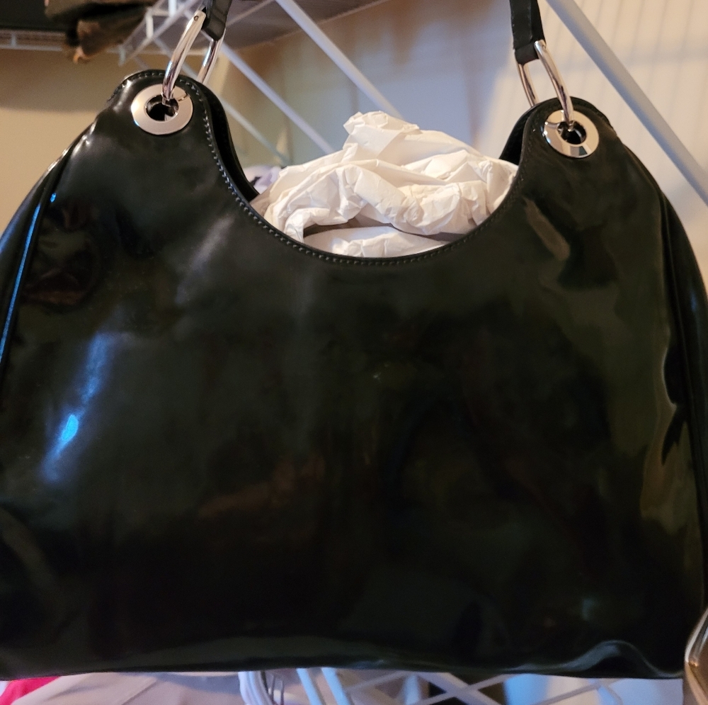 Designer GUCCI Patent Leather Handbag with Dustbag